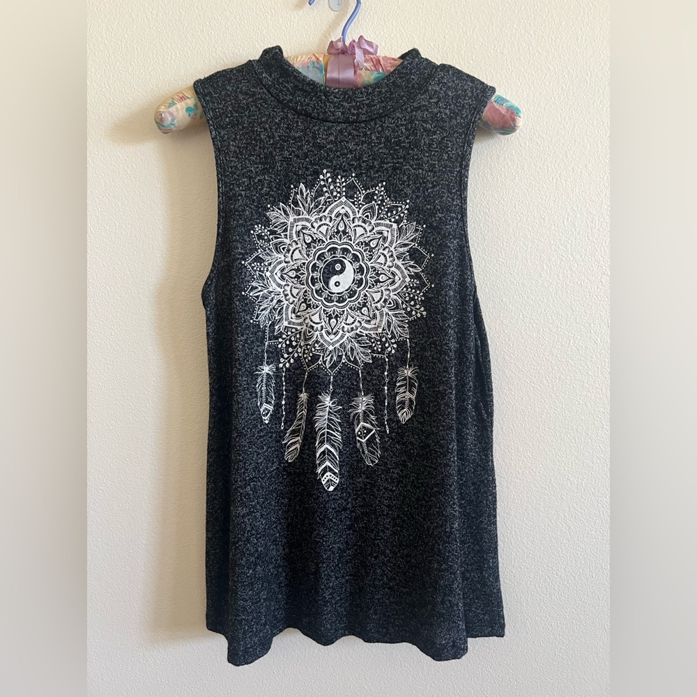 enough about me... Black Graphic Sleeveless Tee